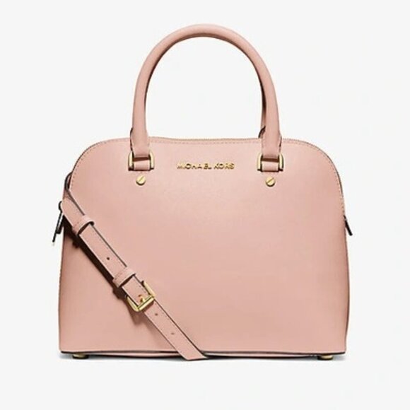 NWT Michael Kors Soft Pink/Fawn Cindy Large Leather Dome Satchel - Picture 1 of 11